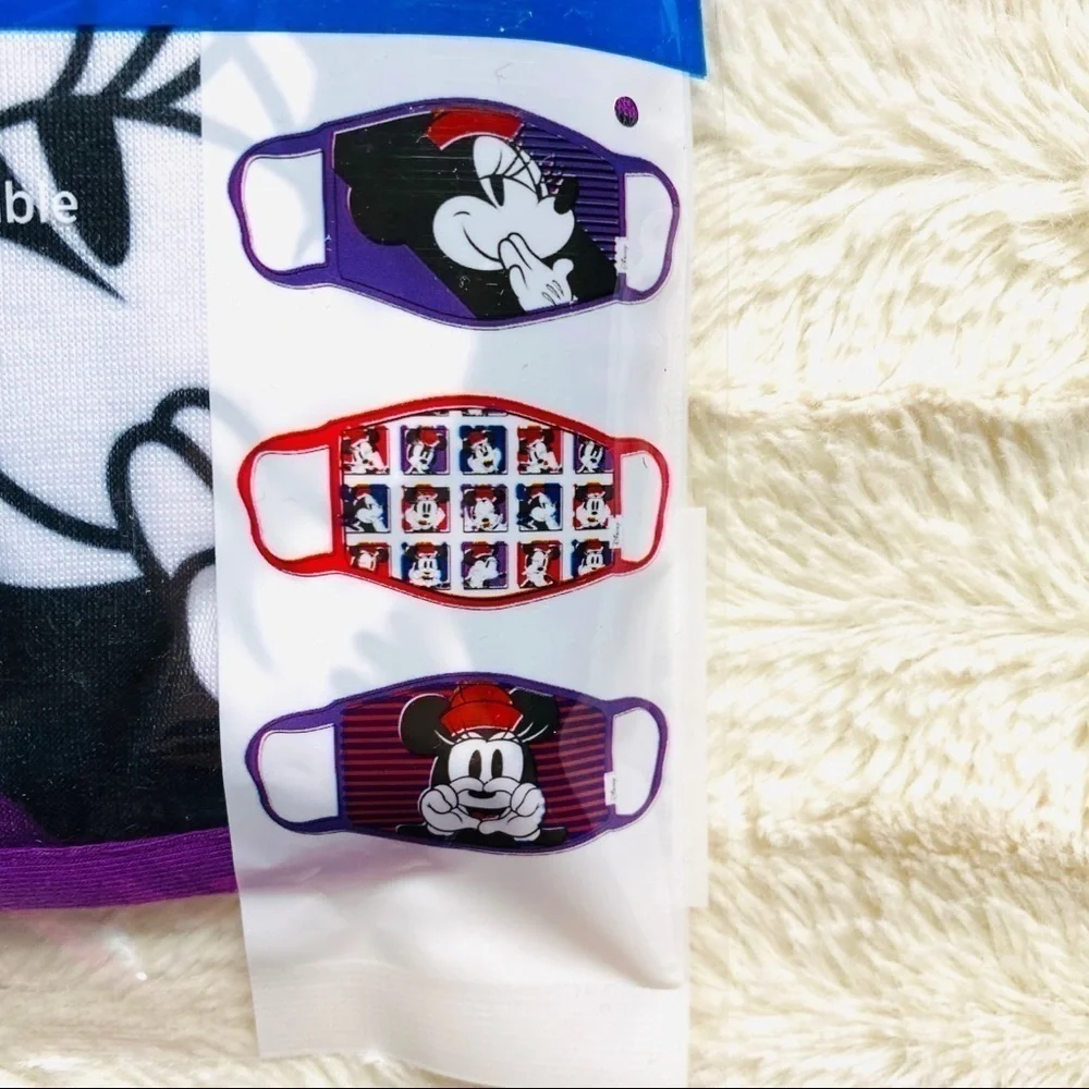 NWT Disney Minnie Mickey Mouse Face Masks Set Of 3